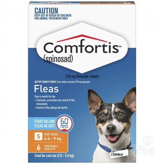 Comfortis Chewable Flea Treatment for Small Dogs & Cats (Orange / 6 chewables)